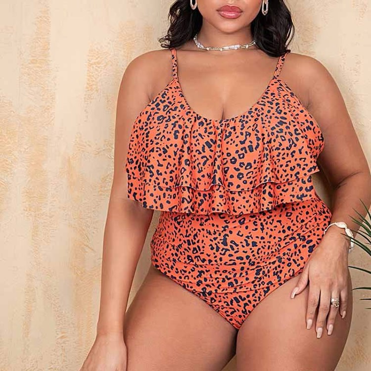 Plus Size One Piece Ruffle Swimsuit